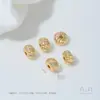 Cuentas Separadoras al por Mayor Plata Chapada en Oro de 14K con Circonia Agujero Grande Separador de Cristal para Pulsera de Hilo DIY Joyería Cuentas Sueltas