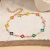 Pulseira de Trevo de Quatro Folhas Colorida com Estilo Dopamina para Mulheres, Joia de Pulseira Esmaltada Relaxada Personalizada