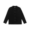 Yidao Roupas Vintage 2026 Outono Novo Retro Japonês Design de Botão Cor Sólida Solta Casual Versátil Camiseta de Manga Longa