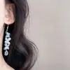 Pendientes de Borla de Mariposa Azul Fresco Pinza para Oreja en Espiral Súper Hada Retro Dulce Gota de Agua Exquisitos Versátiles Pendientes para Mujer