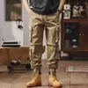 Calça Casual de Trabalho ao Ar Livre com Múltiplos Bolsos Calça Casual Retro Americana de Verão Calça Cargo Calça Solta Masculina