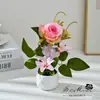 Bonsái Pequeño de Rosa Creativa Flor Artificial Adornos de Decoración para el Hogar Accesorios para Fotografía Flores Artificiales Flores Artificiales Plantas Artificiales en Maceta