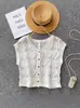 Estilo Étnico Nuevo Chaleco de Ganchillo Calado Moda Primavera para Mujer Holgado Popular Nicho Cárdigan Top