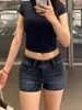 Shorts jeans sexy estilo americano para mulheres, ultra-shorts justos slim-fit de verão, elásticos e sexy, hot pants que valorizam o quadril, tamanhos grandes para mulheres plus size