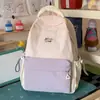 Mochila artística con bloques de color azul hielo y blanco roto, estilo coreano, para niñas, que ofrece una sensación relajada y calmante, adecuada para la escuela y los viajes