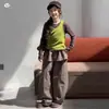 Conjunto Casual de Outono para Meninas 2026 Novo Estilo Crianças de Tamanho Médio e Grande Cor Sólida Camada Base Colete Cobertura para Fralda Calça de Pernas Largas Conjunto