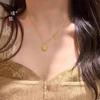 Puzuo tienda de oro con accesorios DIY collar con colgante de grano de café cepillado cadena de suéter simple de alta gama para mujer