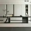 Nueva Mesa de Té de Madera Maciza Estilo Chino, Mesa de Isla de Pizarra de Lujo Ligero Estilo Italiano, Mesa de Comedor de Gama Alta para Uso en Oficina y Hogar, Sala de Estar, Uso Adulto