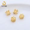Porta-Flor Dupla Face Banhado a Ouro 14K com Preservação de Cor, Recortado, com Contas, Pétala, Tampa de Flor, Porta-Miçanga, Acessórios de Joalheria para DIY Pulseira Colar