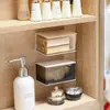 Caja de Almacenamiento de Hisopos de Algodón Montada en la Pared del Baño Caja de Almacenamiento Giratoria sin Taladro para Dormitorio Caja Pequeña para Pinzas de Pelo y Artículos Varios