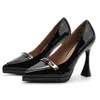 107-2 Tacones de Aguja Altos Sexy de Punta Fina para Mujer Otoño 2025 Nuevos Zapatos Impermeables con Plataforma No Cansados para Mujer