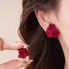 Brincos de Pérola com Flor Veludada Retrô, Brincos da Moda para Roupas Diárias de Outono e Inverno, Luxo Acessível, High-End, Brincos Versáteis da Moda
