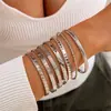 Joias Transfronteiriças Europeias e Americanas Pulseira de Corrente Simples Personalizada Pulseira Aberta Geométrica Brilhante Moda Retrô Conjunto de Pulseiras
