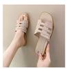Chinelo AliExpress Lazada Amazon Chinelos Femininos de Verão Popular na Internet Chinelos de Sola Reta para Uso Externo Sandálias e Chinelos de Praia de Malha para Mulheres