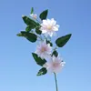Flor de clemátide artificial de un solo tallo, tres cabezas y doble pétalo para exhibiciones en el hogar, hotel y centro comercial, decoraciones de boda y montajes de eventos