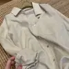Altamente recomendado! Camisa de linho cor de damasco estilo old money para mulheres, nova coleção de outono, camisa casual de manga comprida relaxada e confortável