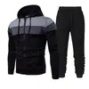 Conjunto de Moda Masculina 2026 Primavera y Otoño con Bloques de Color y Parches con Capucha para Correr y Deportes al Aire Libre, Conjunto de Sudadera Masculina Transfronterizo
