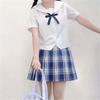 Uniforme Escolar Jk Ortodoxo Branco Liso Estilo Japonês Original Camisa de Manga Curta Saia Plissada Xadrez Roupa de Estudante Marinheiro