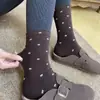 Calcetines de Algodón para Mujer con Lazo de Encaje Calcetines Coreanos Calcetines de Algodón de Cintura Media Kiki Otoño Nuevo Estilo Preppy Ins Calcetines de Niña