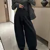 Tiro real de pantalones casuales de pierna ancha, pierna curva, cintura elástica, cintura alta, color sólido, otoño 2026 para mujer