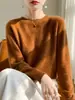 Top de primera capa listo para usar para mujer, tejido de punto con cuello redondo, línea única, otoño e invierno, nuevo estilo transfronterizo, suéter tipo pullover de terciopelo Andy 2025