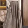 Atacado do Fabricante Saia Larga 100% Lã Australiana, Saia Midi de Lã Tricotada, Saia de Barra Larga, Saia Plissada