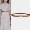 Cinturón de Piel Genuina Versátil para Mujer en Stock para Trajes y Pantalones, Estilo Gabardina Ceñidor de Cintura, Cinturón Fino de Piel, Cinturón Fino con Hebilla en H, Estilo Lujo Ligero