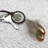 Temu gran venta joyería de moda de comercio exterior europea y americana pluma gema turquesa llavero de palma estilo bohemio