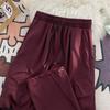 Pantalones Holgados Drapeados Americano Retro High Street Color Puro Primavera y Otoño Talla Grande Pierna Ancha Rectos Barrido de Piso Versátiles Pantalones Casuales para Hombre