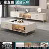 Mueble de TV Moderno de Lujo Ligero con Encimera de Piedra Sinterizada para Hogar Apartamento Pequeño con Estantes Abiertos de Cristal Almacenamiento Mueble de TV de Pie