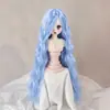 Peluca para Muñeca Seda Suave Figura BJD SD Vestir Estilismo Flequillo Largo de Colores Rizos de Lana Peluca Cubrecabezas