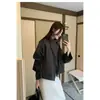 Gabardina corta de cuello alto coreana para mujer, primavera y otoño, corte holgado, manga larga, para petite, chaqueta casual de alta gama