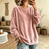 Europeu e Americano 2026 Novo Outono/Inverno Feminino Manga Longa Cor Lisa Casual Gola Redonda Moletom de Veludo Top Mais Vendido Bestseller