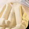 Sudadera de Forro Polar Roja para el Año del Caballo, Otoño e Invierno Espesa Versátil Holgada de Cuello Redondo para Hombre