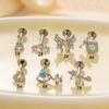 Pendientes Henson G23 de aleación de titanio con forma de mariposa de circonita para dientes internos, con tornillo para labio, uña, hueso de la oreja, uña, a la moda, para perforar el cartílago.