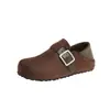 Zapatos de Mujer Cómodos de Cuero Genuino Suela Gruesa Súper Suave Con Terciopelo Cubiertos Completamente Estilo Birkenstock Slip-on Uso Bidireccional Mocasines Casuales