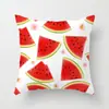 Fronha Fofa Estampada com Frutas de Verão Capa de Almofada para Encosto de Sofá de Sala de Estar de Verão Refrescante Melancia Banana