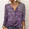 2022 Otoño e Invierno Europeo y Americano Transfronterizo Amazon Wish Nuevo Exportación Camiseta de Moda Étnica Estampada de Manga Larga para Mujer