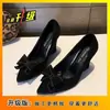 Zapatos Elegantes de Corte Bajo para Mujer Tallas Grandes Hebilla de Pedrería Tacones Altos 2026 Nuevos Versátiles Punta Fina Cuña Zapatos Planos de Trabajo