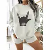 Sudadera de cuello redondo transfronteriza con estampado de gesto personalizado, top tipo jersey holgado, estilo mayorista Amazon Wish