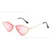 Nuevas Gafas de Sol Ojo de Gato Coloridas Europeas y Americanas Sin Montura con Incrustaciones de Diamantes Celebridad de Internet Street Shot Show Gafas Decorativas Personalizadas