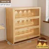 Librería a prueba de polvo de madera maciza, montada en la pared, color nogal, armario de almacenamiento, estantería de pie, estantería para el hogar