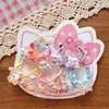 Personajes de Dibujos Animados Infantiles Anillos para el Cabello Rosas Niñas Bebé Gato Brillante Tarjeta Juego Independiente de 5 Pares Cuerda para la Cabeza de Jardín de Infancia