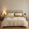 Conjunto de Roupa de Cama de Quatro Peças de Algodão Puro Espesso Eco-escovado Amigo da Pele Absorvente de Umidade Adequado para Todas as Estações