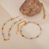 Pulsera OPK de Personalidad Europea y Americana para Mujer Acero Inoxidable Nicho Dopamina Piedra de Vidrio Colorido Acero Titanio Juego de Collar
