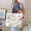 Bolsa de Lona Cartoon Fofa Coreana para Mulheres com Bom Acabamento Bolsa de Ombro com Zíper para Estudantes Indo para a Aula Bolsa de Grande Capacidade Bolsa Tote