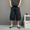 Pantalones Cortos de Trabajo de Mezclilla Desestructurados con Múltiples Bolsillos Estilo Retro Americano Talla Grande para Hombres y Mujeres Verano Tendencia Marca Sueltos Pierna Ancha Acortados