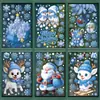Juego de 6 piezas de decoraciones navideñas transfronterizas: reno, copos de nieve, muñeco de nieve, pegatinas electrostáticas, trineo, pegatinas de vidrio de Santa Claus