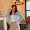 Cardigã de Tricô com Proteção Solar para Mulheres, Camisa de Verão Fina para Ar Condicionado, Jaqueta de Seda Gelada, Peça de Cima para Cobrir Vestido