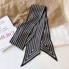 Bufanda larga de seda para mujer, estilo minimalista a rayas nórdicas, bufanda de cuello de moda, bufanda larga y fina para primavera, verano y otoño